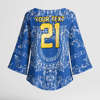 World Football 2026 Italy Custom Kimono Sleeve Blouse Blue Baroque Trinacria Edition - Wonder Print Shop