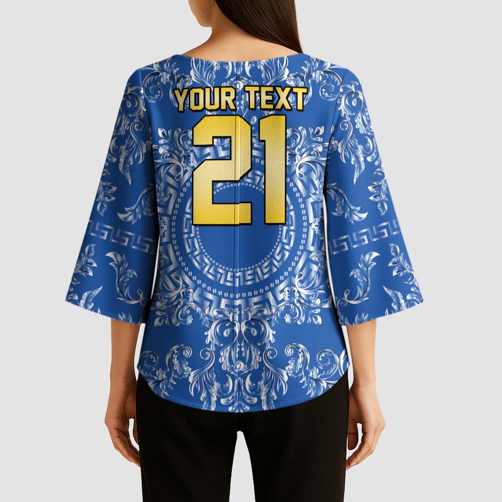 World Football 2026 Italy Custom Kimono Sleeve Blouse Blue Baroque Trinacria Edition - Wonder Print Shop
