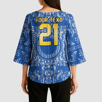 World Football 2026 Italy Custom Kimono Sleeve Blouse Blue Baroque Trinacria Edition - Wonder Print Shop