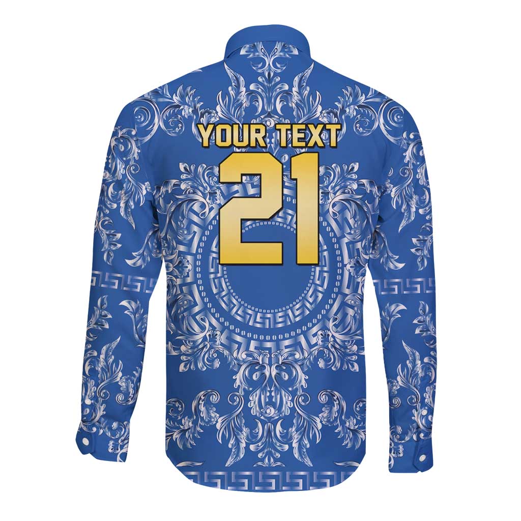 World Football 2026 Italy Custom Long Sleeve Button Shirt Blue Baroque Trinacria Edition - Wonder Print Shop