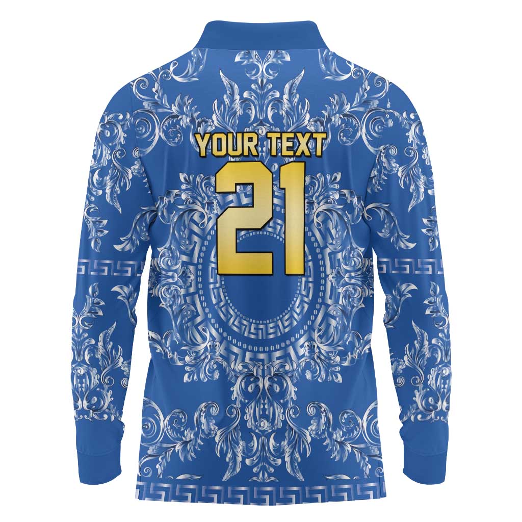 World Football 2026 Italy Custom Long Sleeve Polo Shirt Blue Baroque Trinacria Edition - Wonder Print Shop