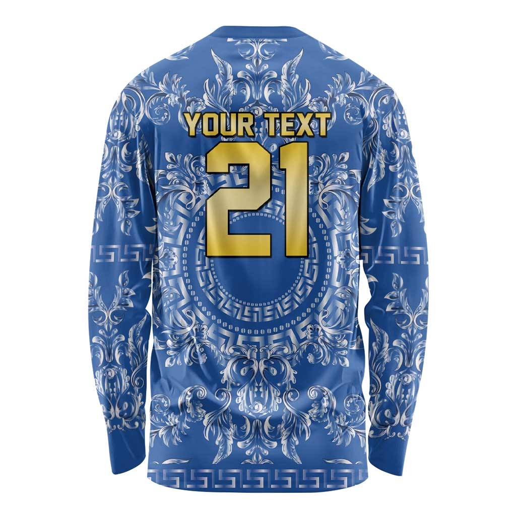 World Football 2026 Italy Custom Long Sleeve Shirt Blue Baroque Trinacria Edition - Wonder Print Shop
