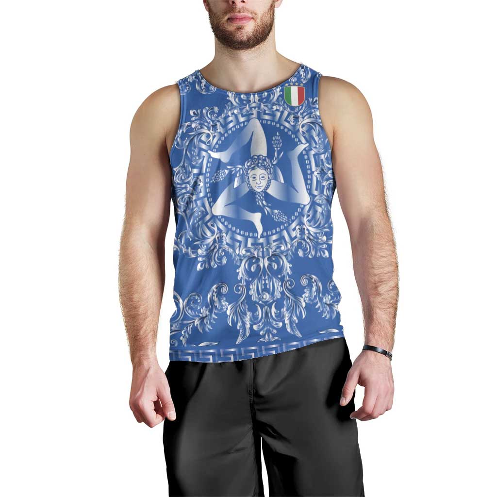 World Football 2026 Italy Custom Men Tank Top Blue Baroque Trinacria Edition - Wonder Print Shop