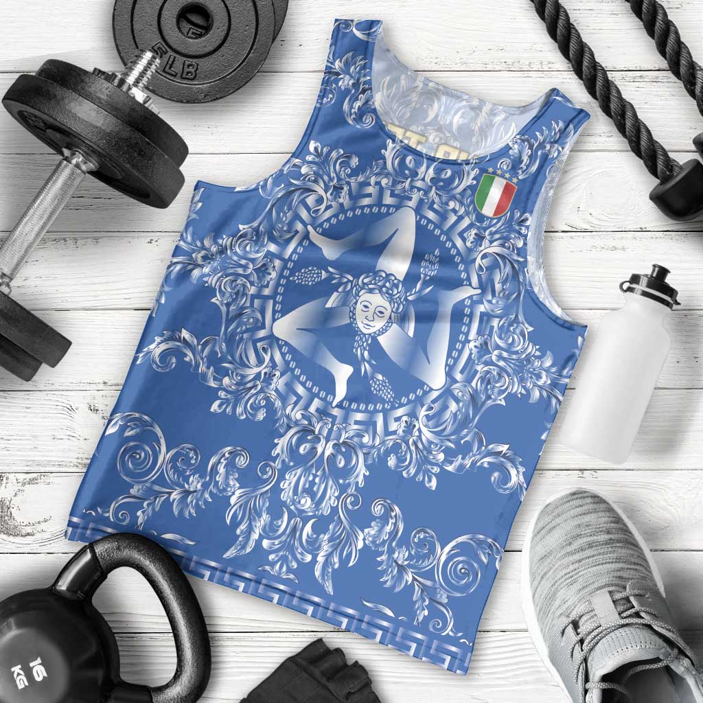 World Football 2026 Italy Custom Men Tank Top Blue Baroque Trinacria Edition - Wonder Print Shop