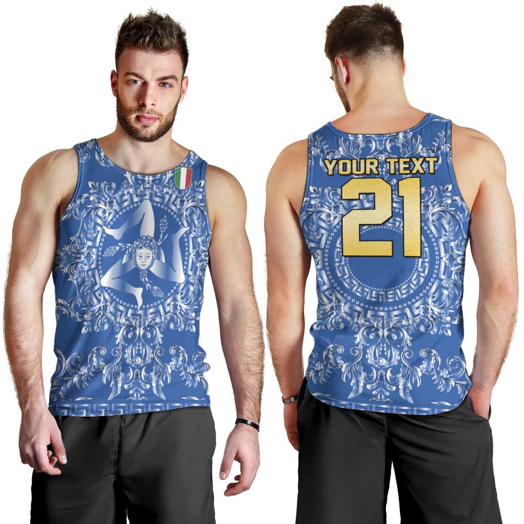World Football 2026 Italy Custom Men Tank Top Blue Baroque Trinacria Edition - Wonder Print Shop
