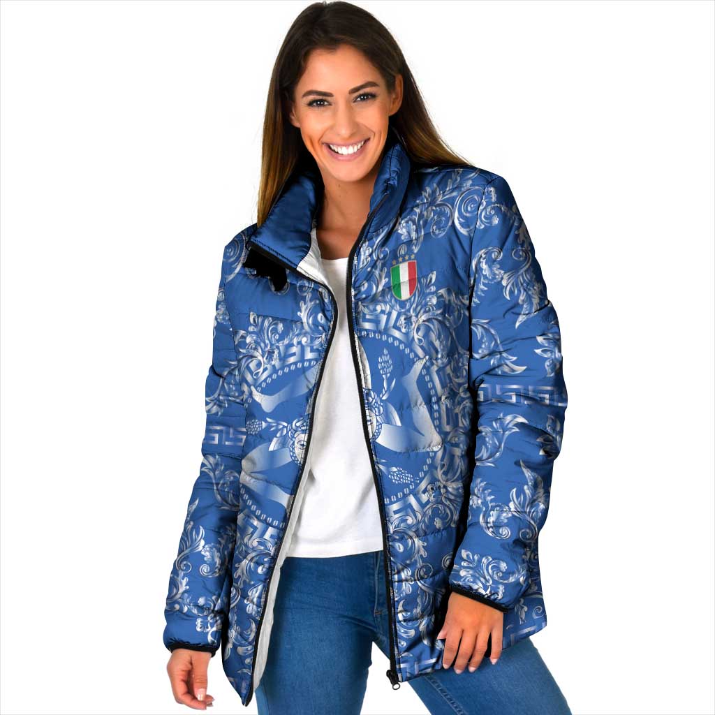 World Football 2026 Italy Custom Padded Jacket Blue Baroque Trinacria Edition - Wonder Print Shop