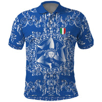 World Football 2026 Italy Custom Polo Shirt Blue Baroque Trinacria Edition - Wonder Print Shop