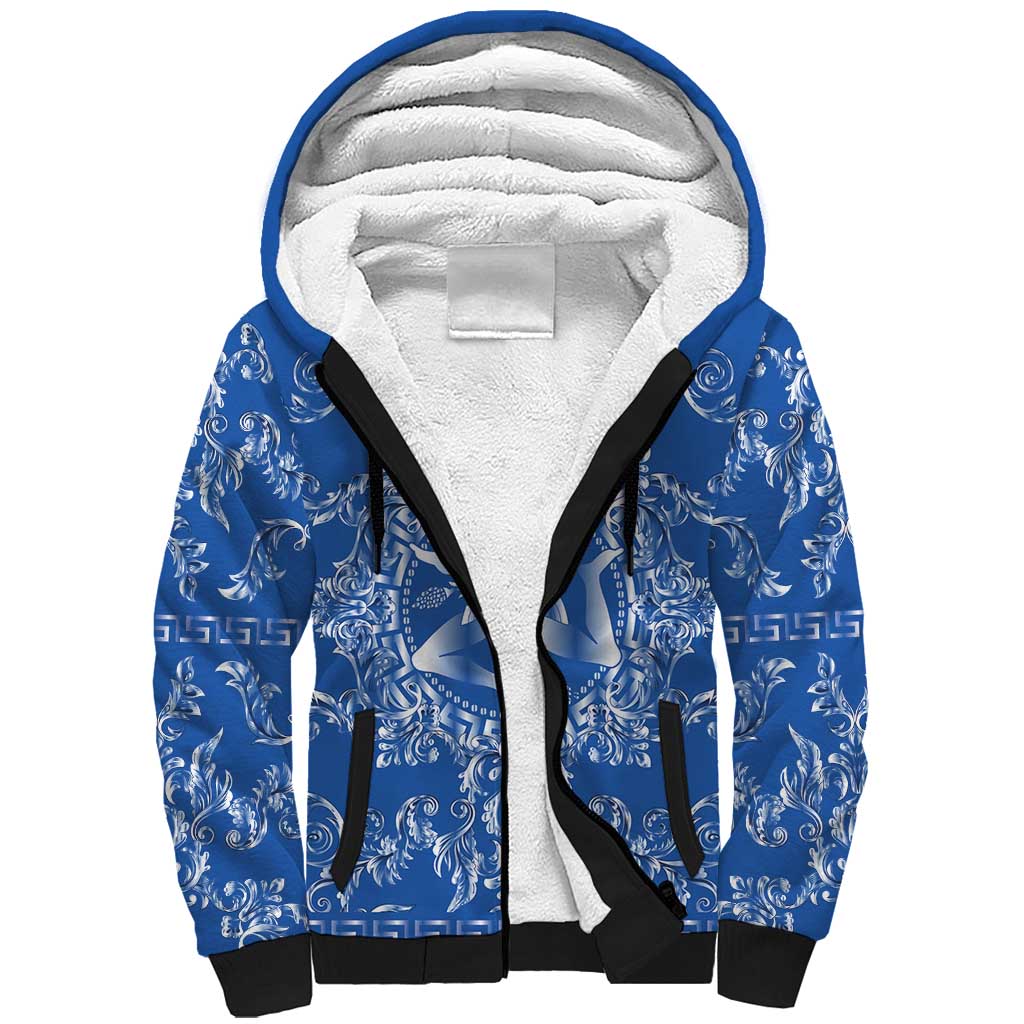 World Football 2026 Italy Custom Sherpa Hoodie Blue Baroque Trinacria Edition - Wonder Print Shop