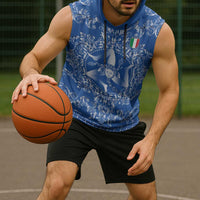 World Football 2026 Italy Custom Sleeveless Hoodie Blue Baroque Trinacria Edition - Wonder Print Shop