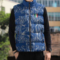 World Football 2026 Italy Custom Sleeveless Puffer Jacket Blue Baroque Trinacria Edition - Wonder Print Shop