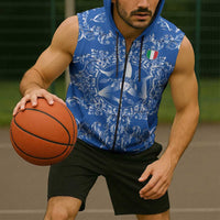 World Football 2026 Italy Custom Sleeveless Zip Hoodie Blue Baroque Trinacria Edition - Wonder Print Shop