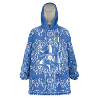 World Football 2026 Italy Custom Wearable Blanket Hoodie Blue Baroque Trinacria Edition - Wonder Print Shop