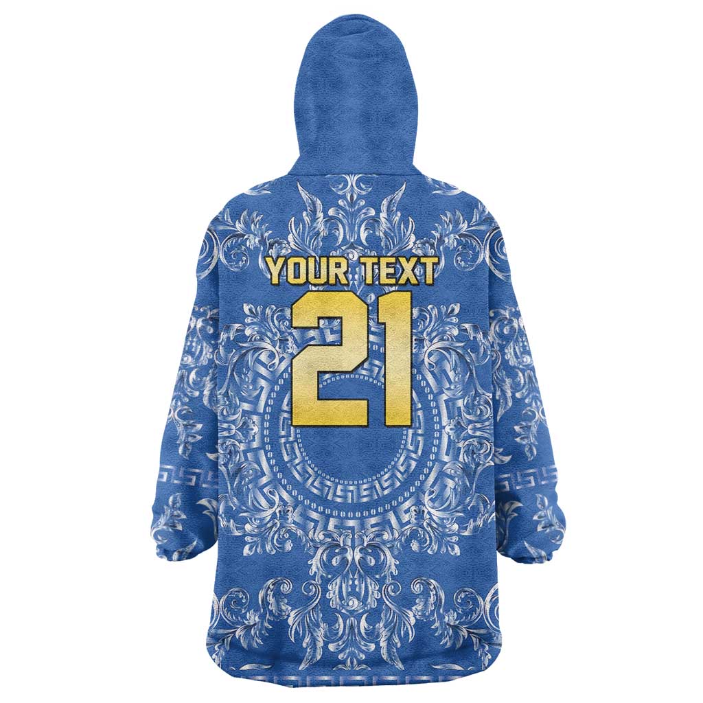 World Football 2026 Italy Custom Wearable Blanket Hoodie Blue Baroque Trinacria Edition - Wonder Print Shop