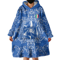 World Football 2026 Italy Custom Wearable Blanket Hoodie Blue Baroque Trinacria Edition - Wonder Print Shop