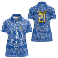 World Football 2026 Italy Custom Women Polo Shirt Blue Baroque Trinacria Edition - Wonder Print Shop