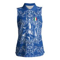 World Football 2026 Italy Custom Women Sleeveless Polo Shirt Blue Baroque Trinacria Edition - Wonder Print Shop