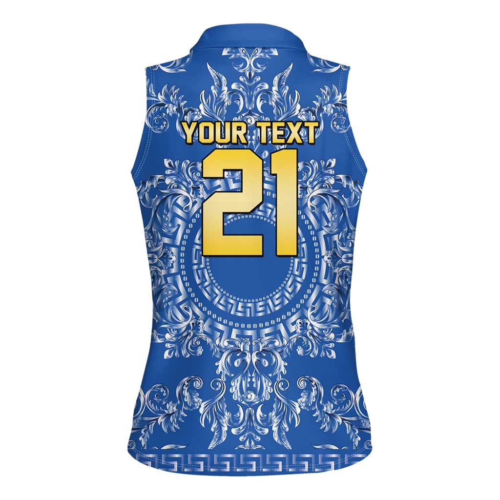 World Football 2026 Italy Custom Women Sleeveless Polo Shirt Blue Baroque Trinacria Edition - Wonder Print Shop
