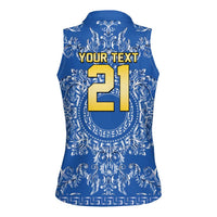 World Football 2026 Italy Custom Women Sleeveless Polo Shirt Blue Baroque Trinacria Edition - Wonder Print Shop