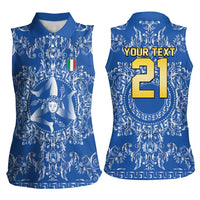 World Football 2026 Italy Custom Women Sleeveless Polo Shirt Blue Baroque Trinacria Edition - Wonder Print Shop