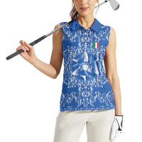 World Football 2026 Italy Custom Women Sleeveless Polo Shirt Blue Baroque Trinacria Edition - Wonder Print Shop
