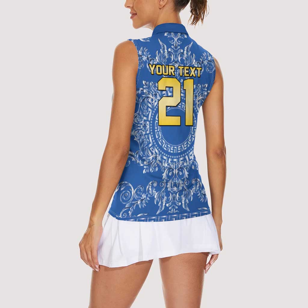 World Football 2026 Italy Custom Women Sleeveless Polo Shirt Blue Baroque Trinacria Edition - Wonder Print Shop
