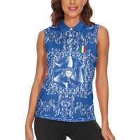 World Football 2026 Italy Custom Women Sleeveless Polo Shirt Blue Baroque Trinacria Edition - Wonder Print Shop