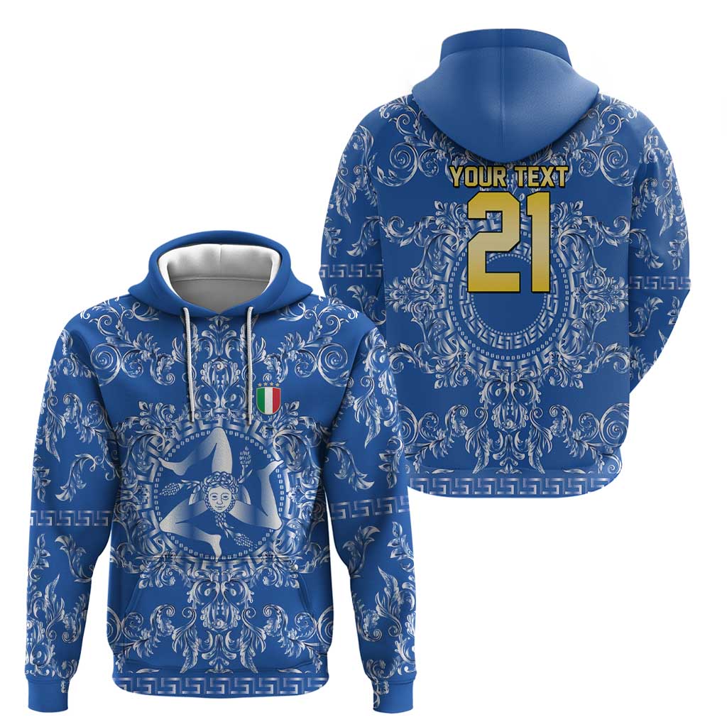 World Football 2026 Italy Custom Zip Hoodie Blue Baroque Trinacria Edition - Wonder Print Shop