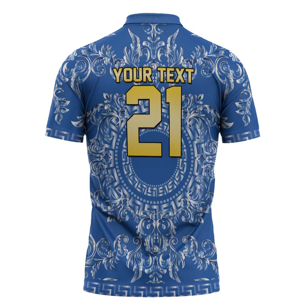 World Football 2026 Italy Custom Zipper Polo Shirt Blue Baroque Trinacria Edition - Wonder Print Shop