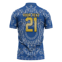 World Football 2026 Italy Custom Zipper Polo Shirt Blue Baroque Trinacria Edition - Wonder Print Shop