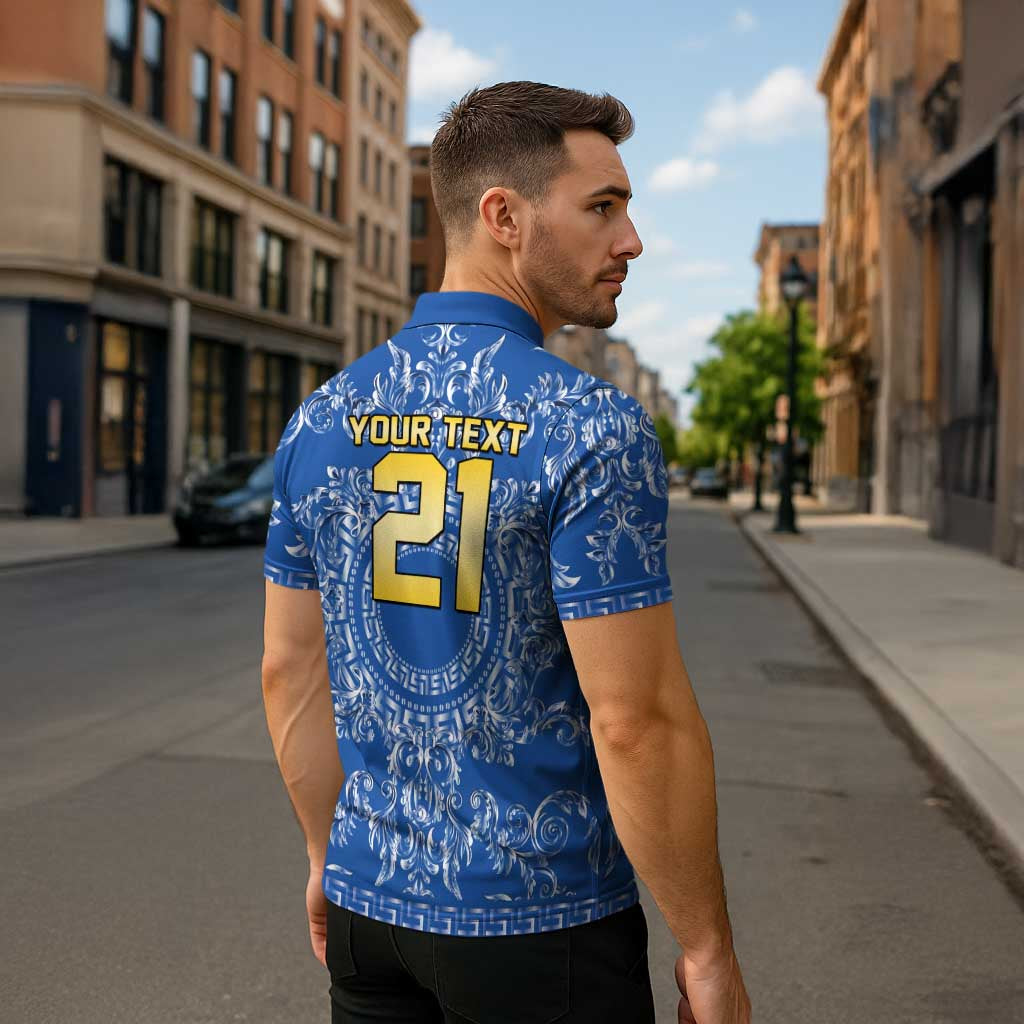 World Football 2026 Italy Custom Zipper Polo Shirt Blue Baroque Trinacria Edition - Wonder Print Shop