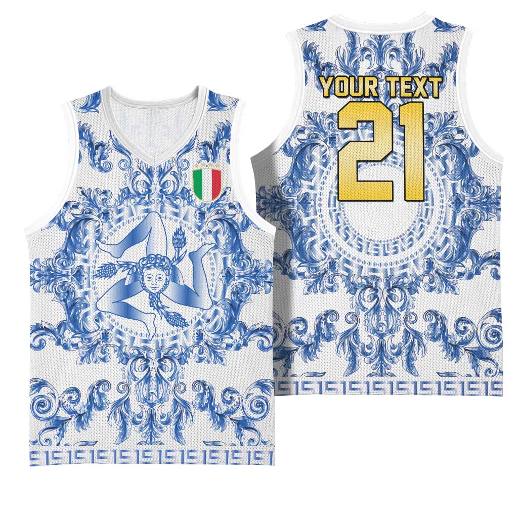World Football 2026 Italy Custom Basketball Jersey Blue White Baroque Trinacria Edition - Wonder Print Shop