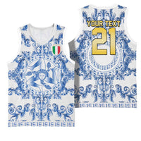 World Football 2026 Italy Custom Basketball Jersey Blue White Baroque Trinacria Edition - Wonder Print Shop