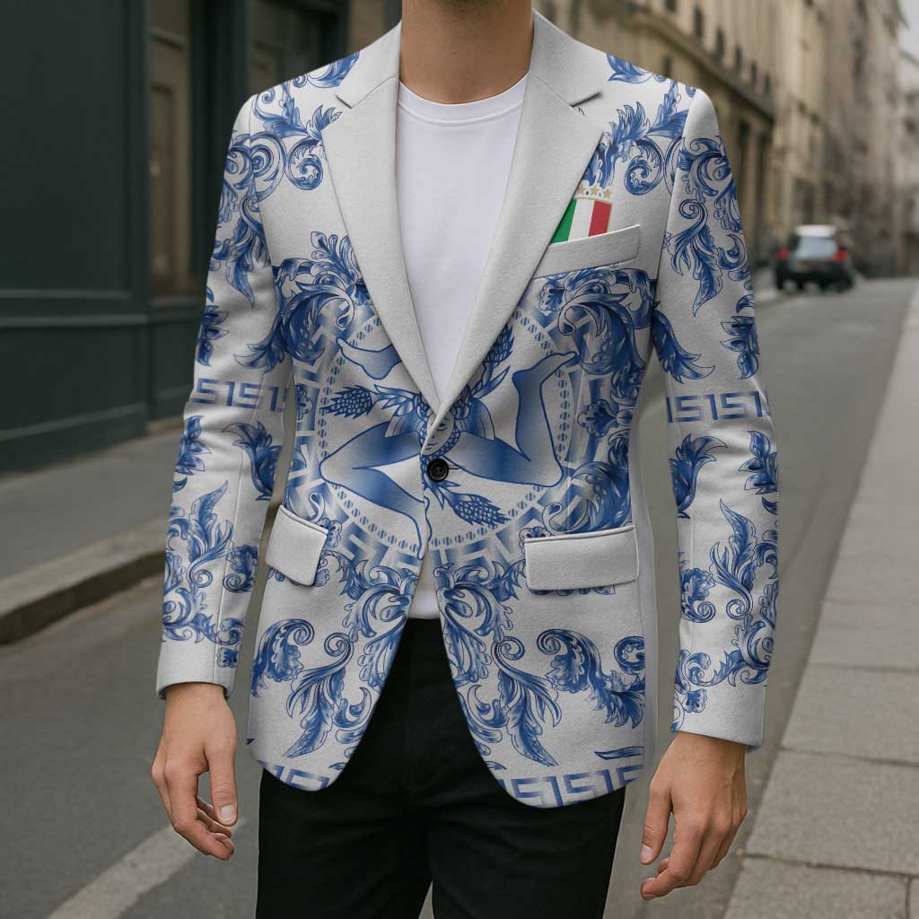 World Football 2026 Italy Custom Blazer Blue White Baroque Trinacria Edition - Wonder Print Shop