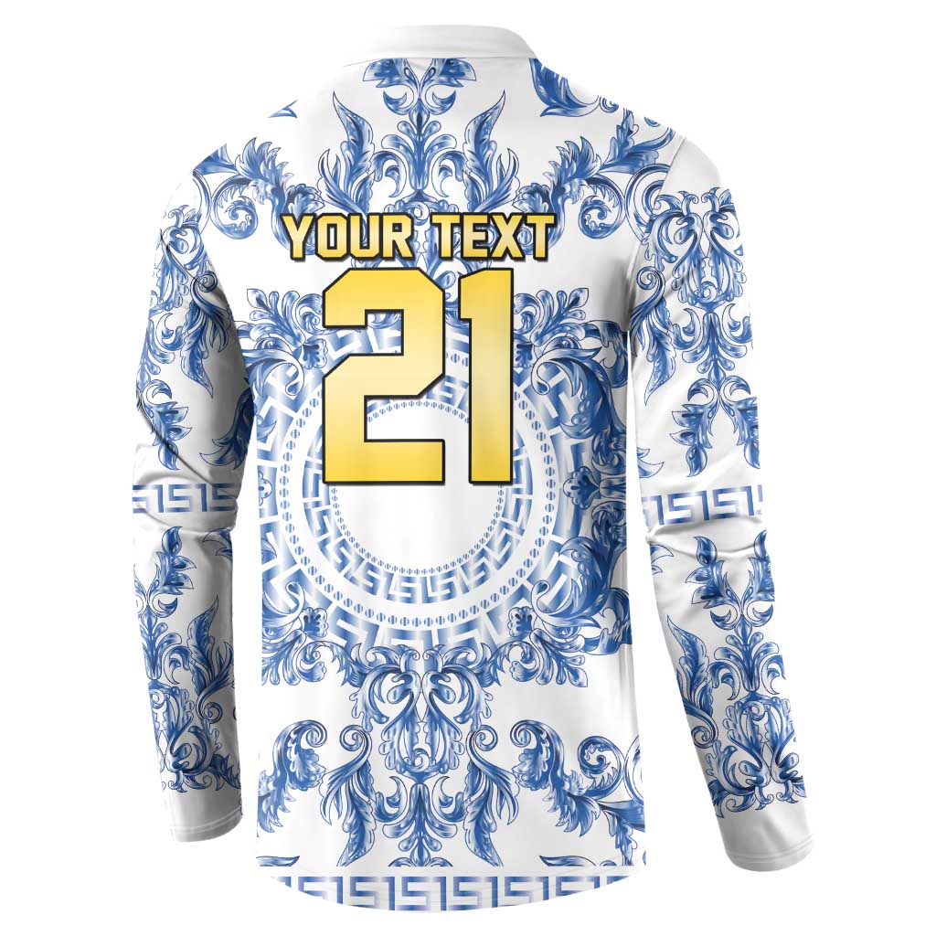 World Football 2026 Italy Custom Button Sweatshirt Blue White Baroque Trinacria Edition - Wonder Print Shop