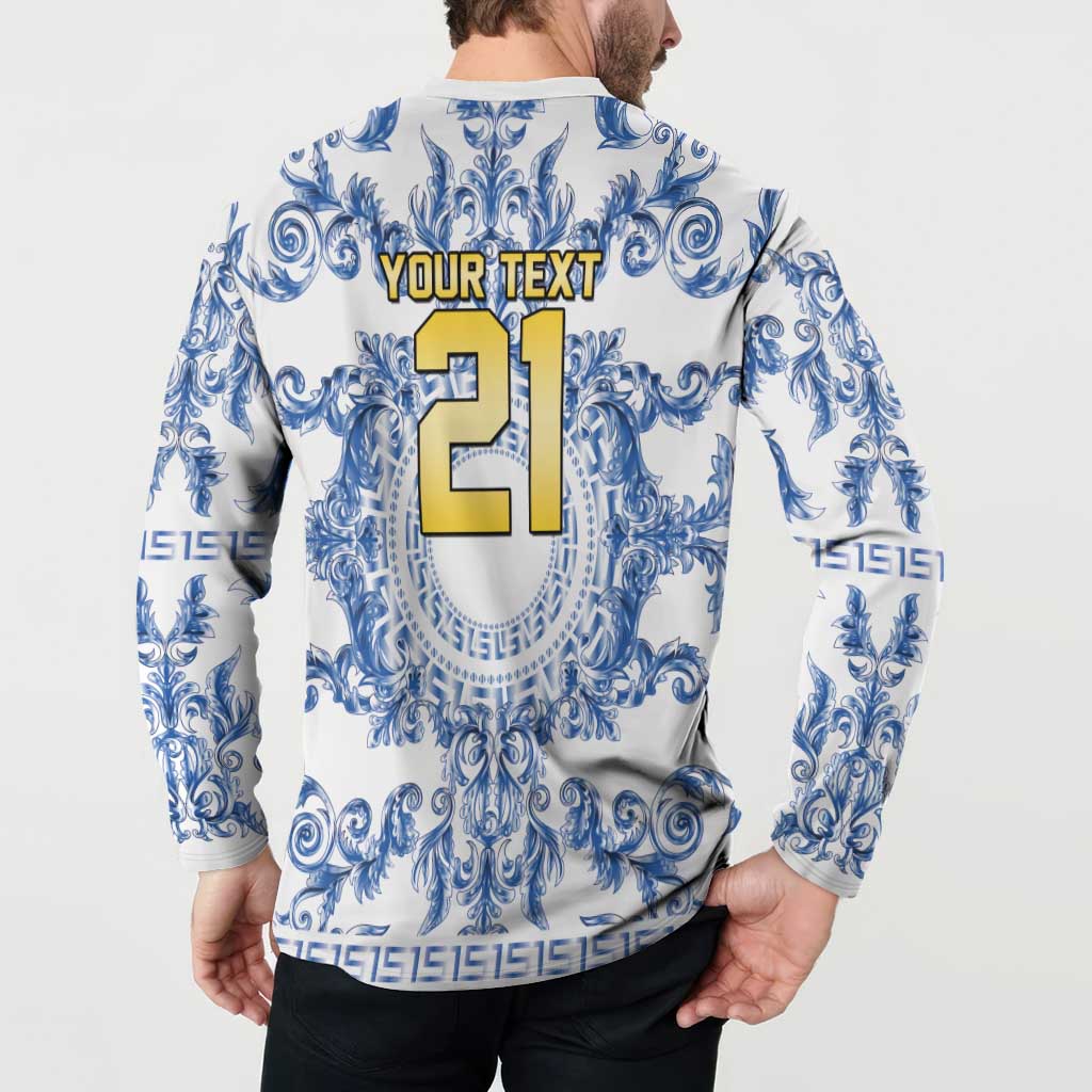 World Football 2026 Italy Custom Button Sweatshirt Blue White Baroque Trinacria Edition - Wonder Print Shop