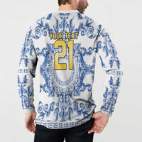 World Football 2026 Italy Custom Button Sweatshirt Blue White Baroque Trinacria Edition - Wonder Print Shop