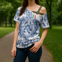 World Football 2026 Italy Custom Cross Shoulder Shirt Blue White Baroque Trinacria Edition - Wonder Print Shop
