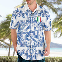 World Football 2026 Italy Custom Hawaiian Shirt Blue White Baroque Trinacria Edition - Wonder Print Shop