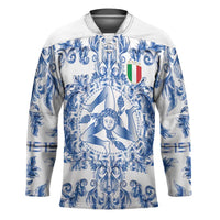 World Football 2026 Italy Custom Hockey Jersey Blue White Baroque Trinacria Edition - Wonder Print Shop