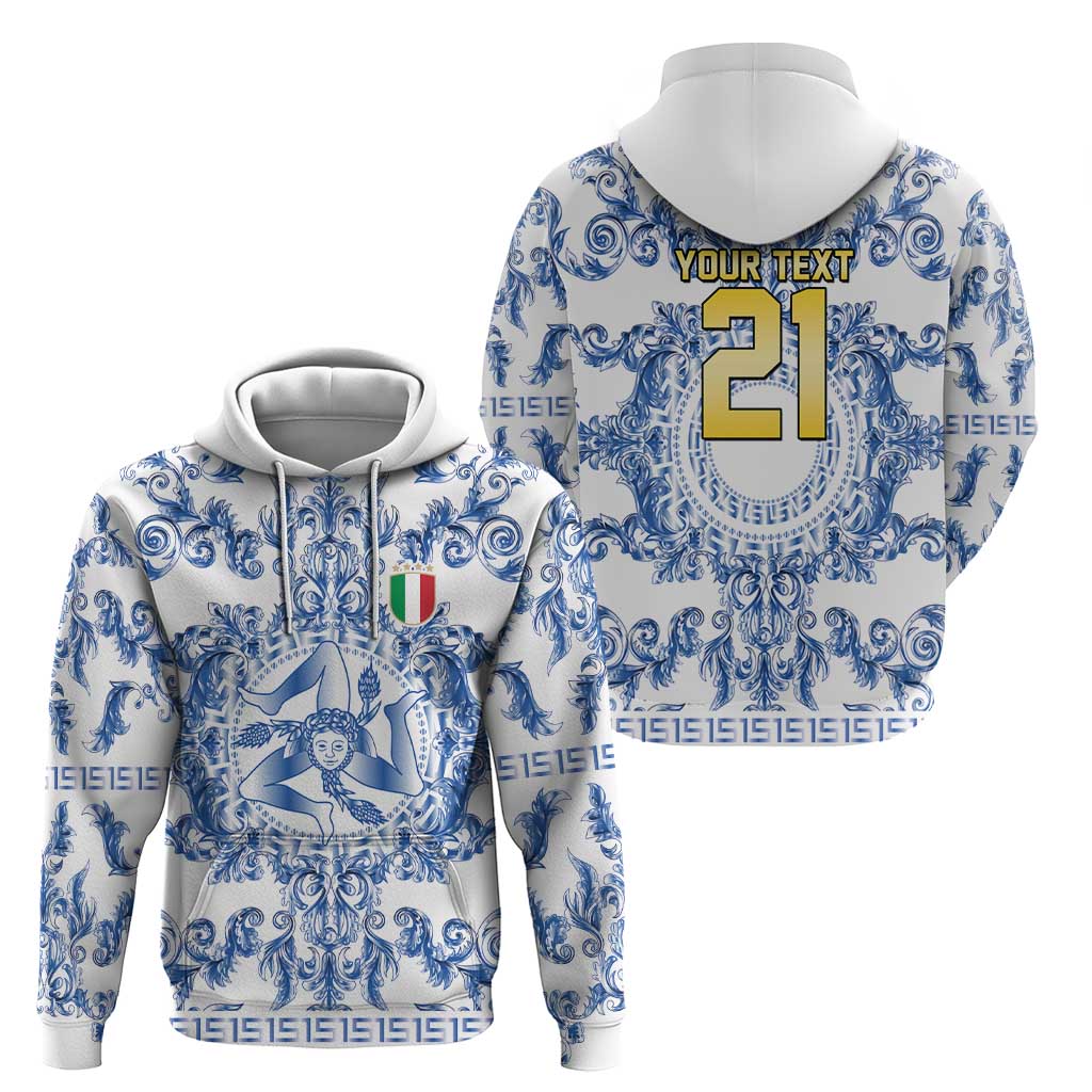 World Football 2026 Italy Custom Hoodie Blue White Baroque Trinacria Edition - Wonder Print Shop