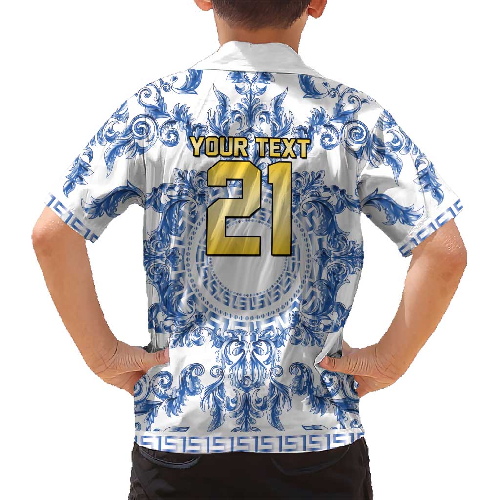 World Football 2026 Italy Custom Kid Hawaiian Shirt Blue White Baroque Trinacria Edition - Wonder Print Shop