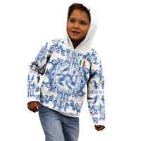 World Football 2026 Italy Custom Kid Hoodie Blue White Baroque Trinacria Edition - Wonder Print Shop