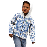 World Football 2026 Italy Custom Kid Hoodie Blue White Baroque Trinacria Edition - Wonder Print Shop