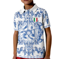 World Football 2026 Italy Custom Kid Polo Shirt Blue White Baroque Trinacria Edition - Wonder Print Shop