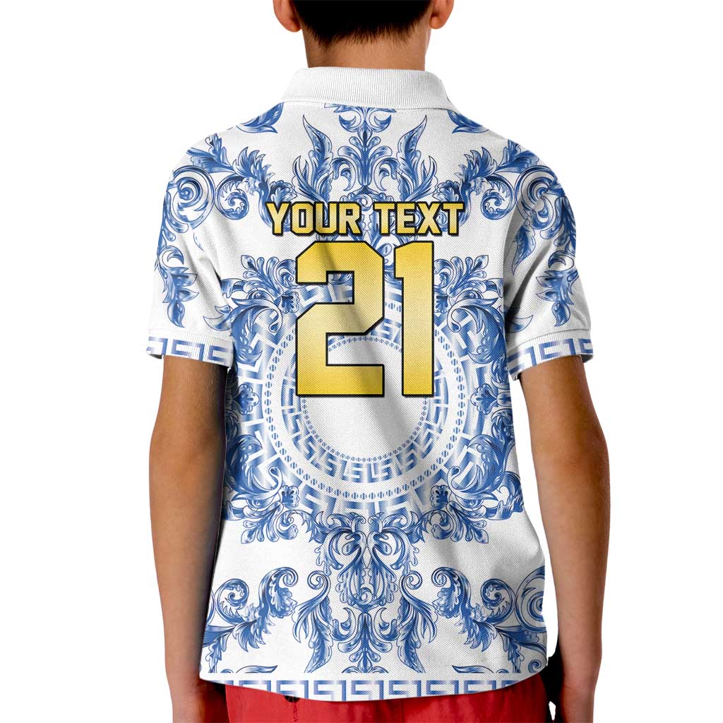 World Football 2026 Italy Custom Kid Polo Shirt Blue White Baroque Trinacria Edition - Wonder Print Shop