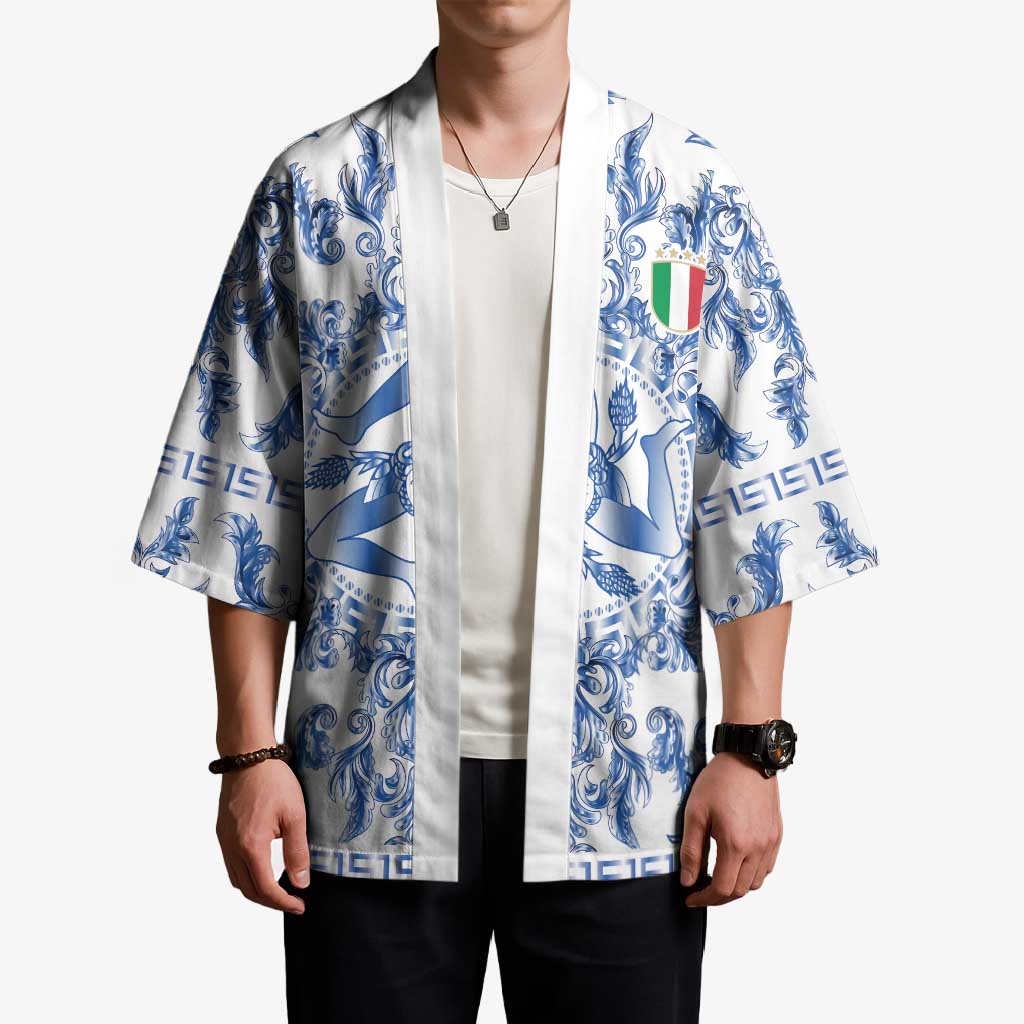 World Football 2026 Italy Custom Kimono Blue White Baroque Trinacria Edition - Wonder Print Shop