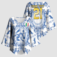 World Football 2026 Italy Custom Kimono Sleeve Blouse Blue White Baroque Trinacria Edition - Wonder Print Shop