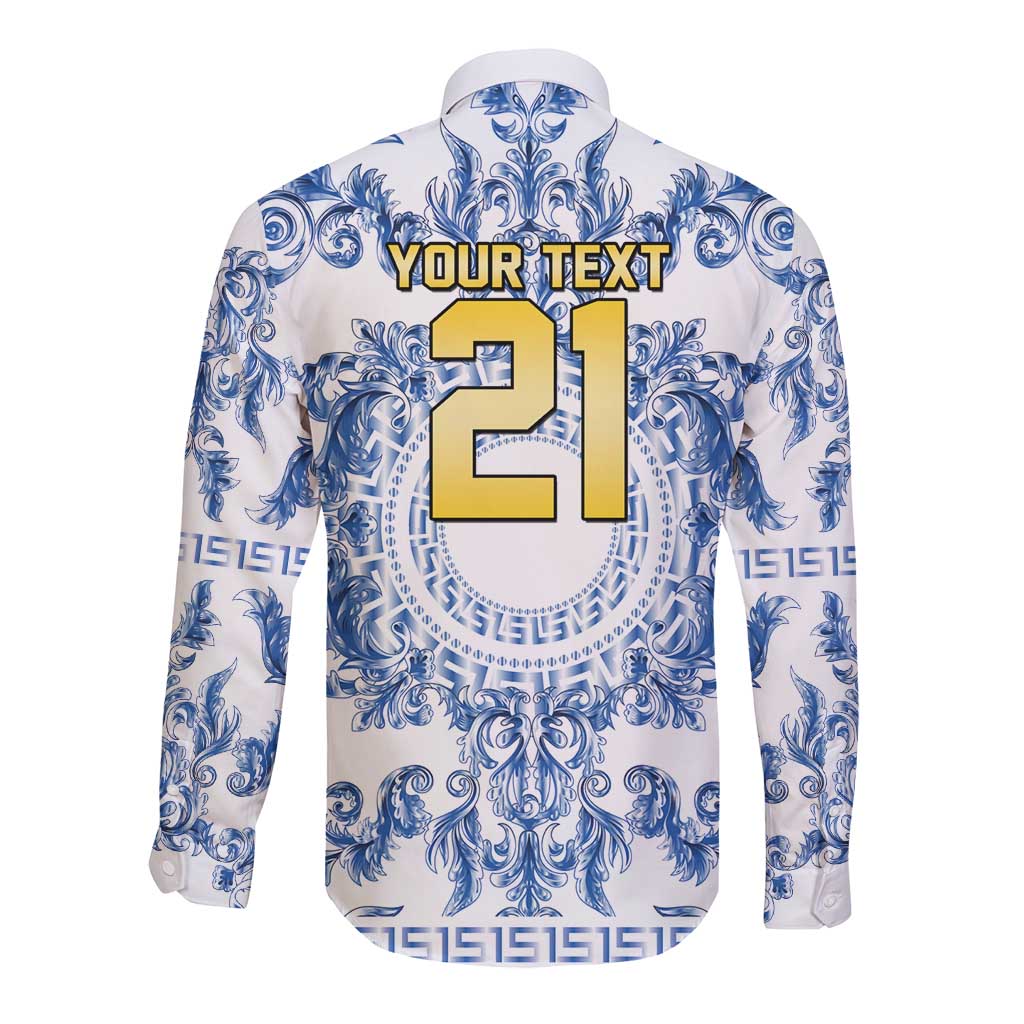 World Football 2026 Italy Custom Long Sleeve Button Shirt Blue White Baroque Trinacria Edition - Wonder Print Shop