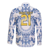 World Football 2026 Italy Custom Long Sleeve Button Shirt Blue White Baroque Trinacria Edition - Wonder Print Shop