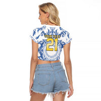 World Football 2026 Italy Custom Raglan Cropped T Shirt Blue White Baroque Trinacria Edition - Wonder Print Shop